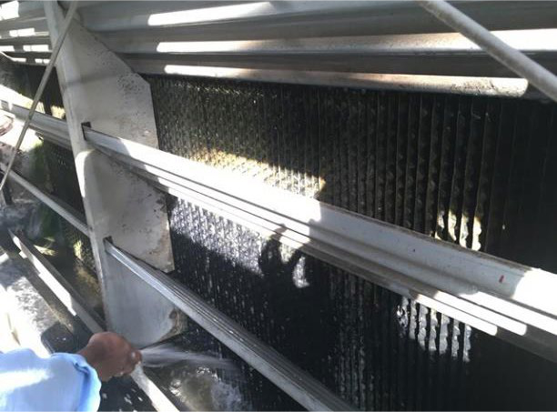 Marina Plaza cooling tower soft scale removed