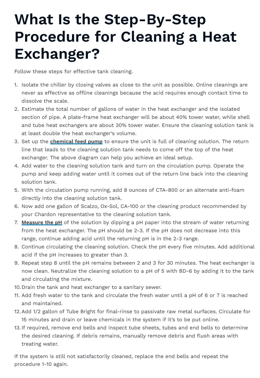 steps to clean heat exchanger with chemicals